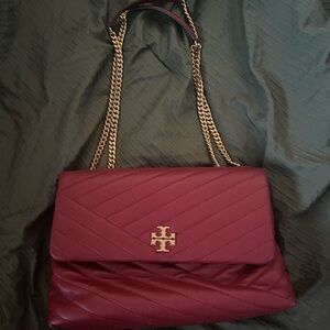 Tory Burch Red Quilted Shoulder Bag with Gold Chain